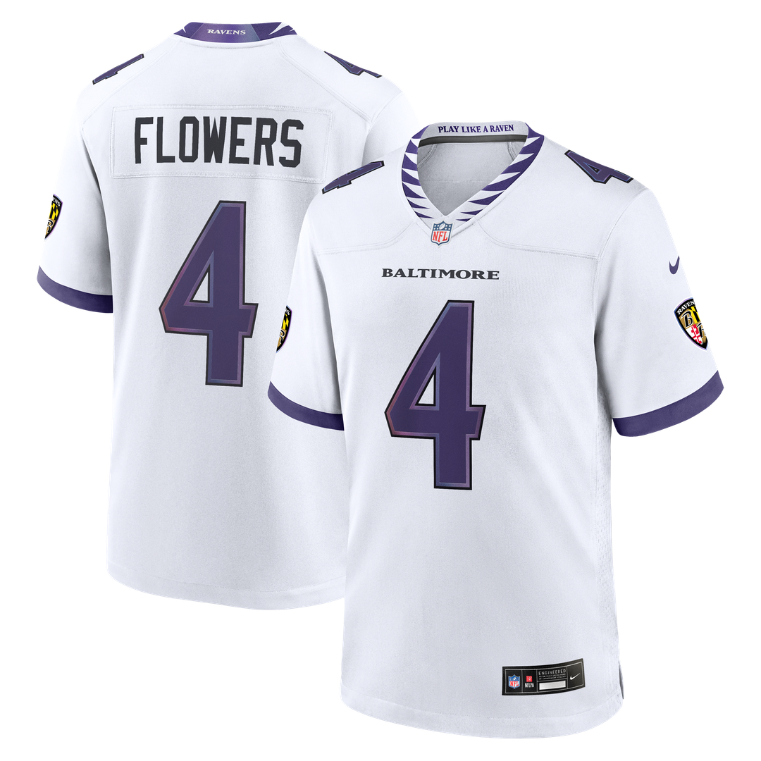 Zay Flowers Baltimore Ravens Nike Game Jersey - White