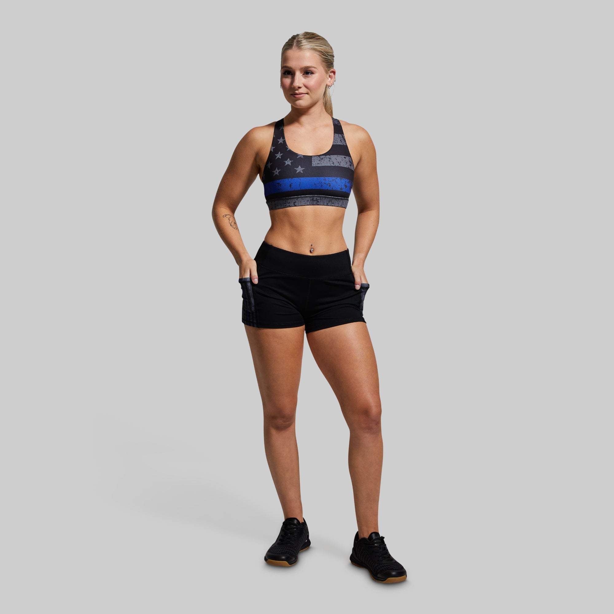 Your Essential Sports Bra (Thin Blue Line Gunmetal)