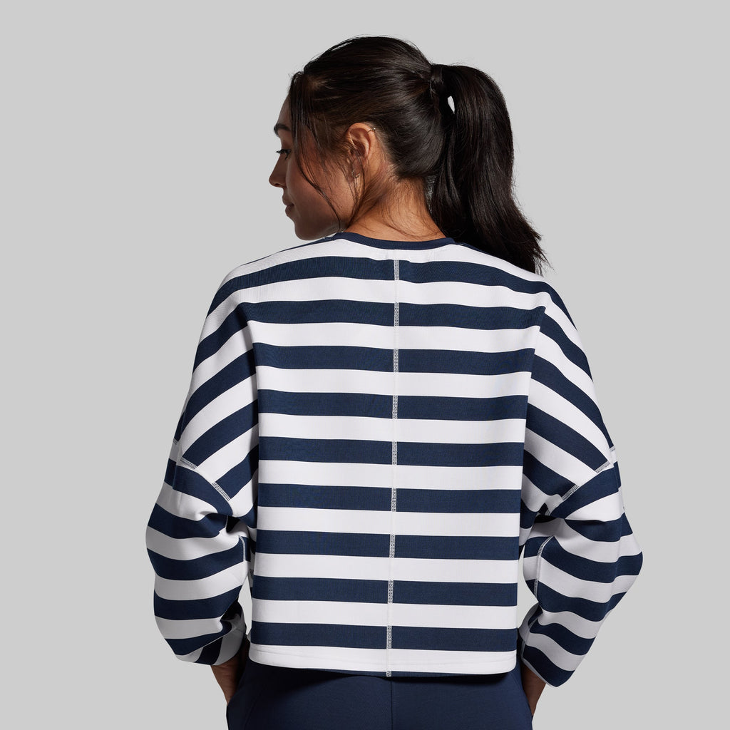 Lounge Lux Cropped Pullover Set (BP Navy Stripe)