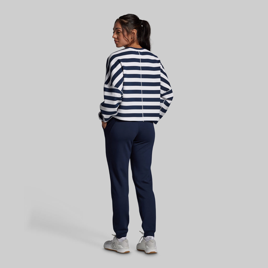 Lounge Lux Cropped Pullover Set (BP Navy Stripe)